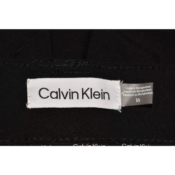 CALVIN KLEIN $99 High Rise Flat Front‎ Seaming Dress Pant Black Size 16 - Picture 3 of 3